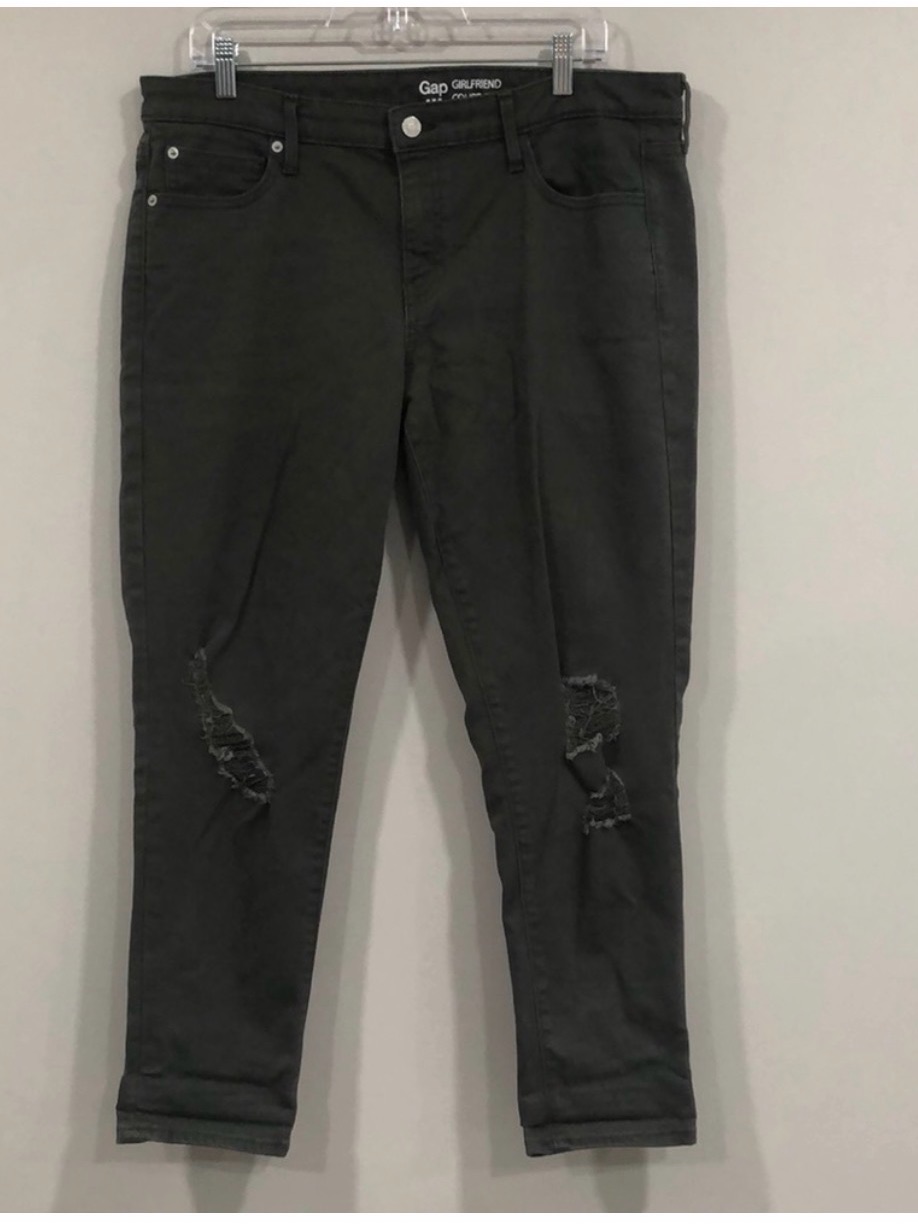 Gap Olive Girlfriend Ripped Jeans 14